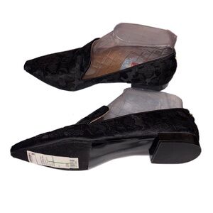 Calvin Klein vintage Black satin Floral Loafers